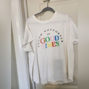 NWT Old Navy Proud Supporter Of Good Times Off White Slub Graphic T-Shirt 3X